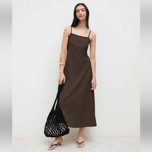 Cider LINEN-BLEND SQUARE NECK KNOTTED BEADED Cami Maxi Dress
